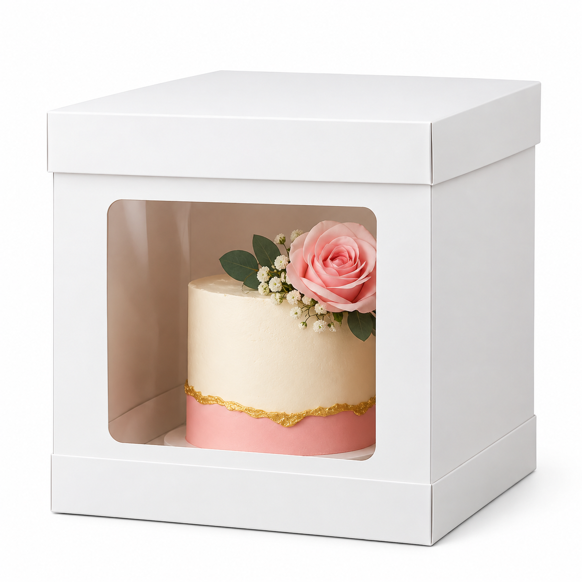 1pc Premium White Cake Box with Clear Window #CB4287