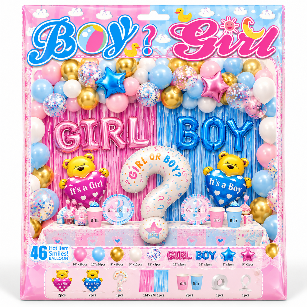 46pcs Gender Reveal Balloon Decoration Set #BB4303