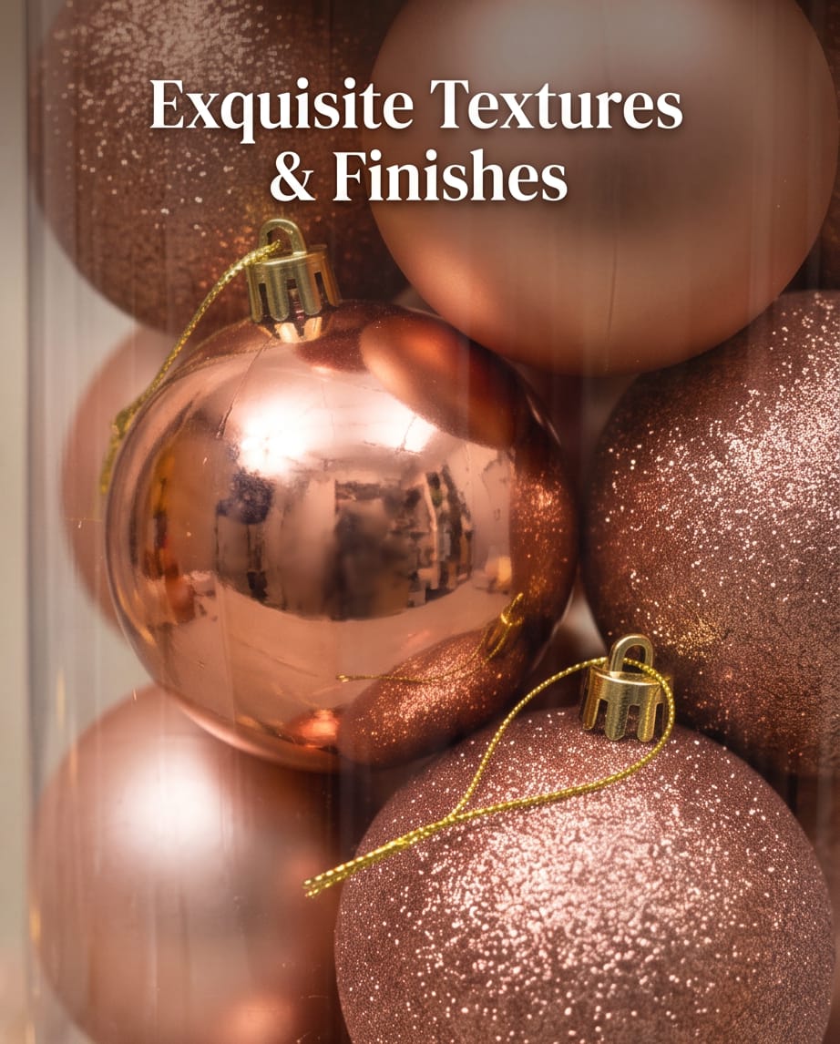 Set of 20 Rose Gold Christmas Tree Ornaments – 10cm #CD4535