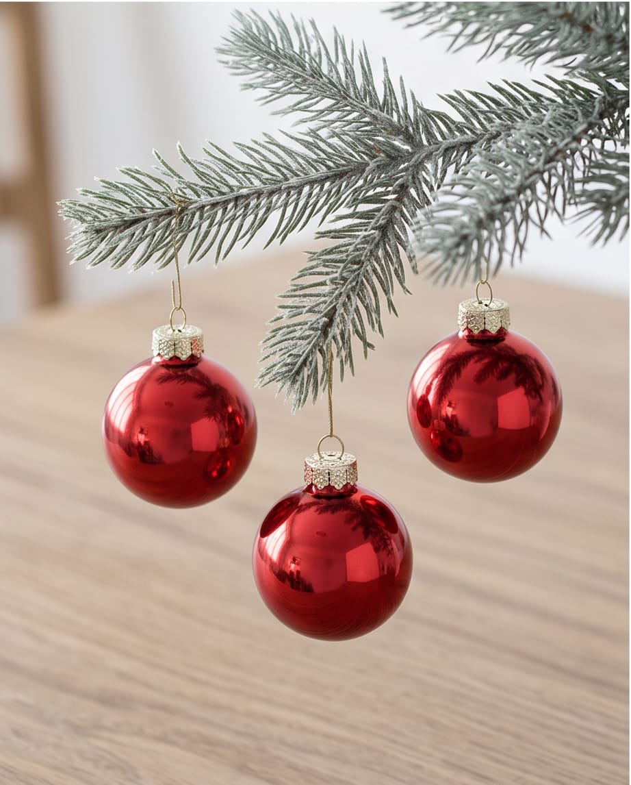 Set of 6 Silver Shiny Christmas Baubles – 8cm #CD4541