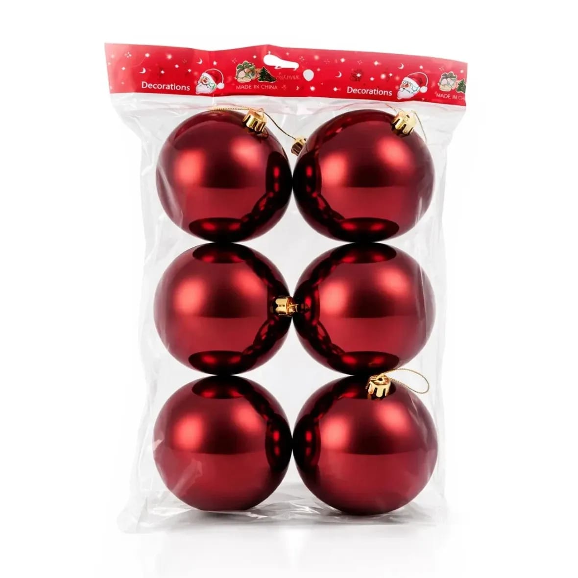 Set of 6 Silver Shiny Christmas Baubles – 8cm #CD4541